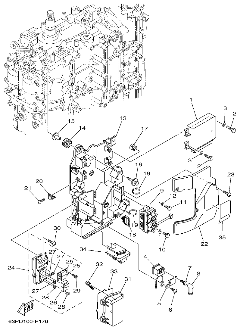 Yamaha F150DET, FL150DET ELECTRICAL 2 parts diagram
